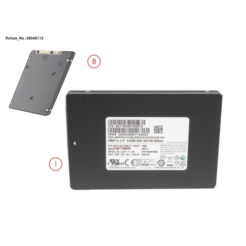 38048115 - SSD S3 512GB 2.5 SATA (7MM) (OPAL)