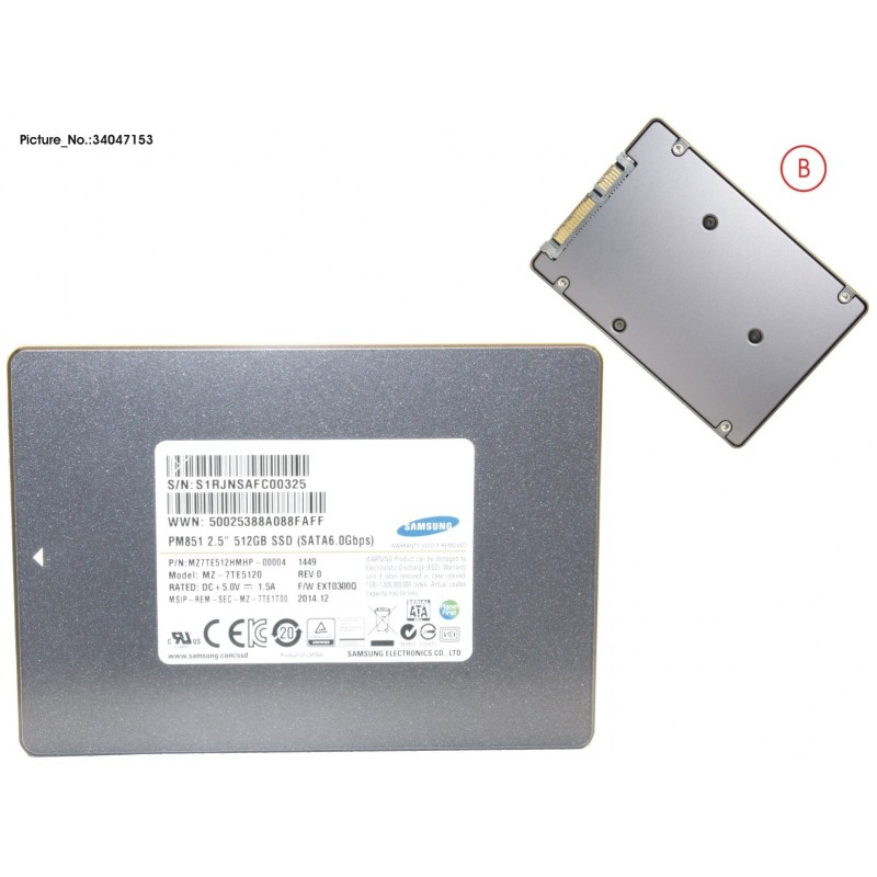 34047153 - SSD S3 512GB 2.5 SATA/UGS (7MM)