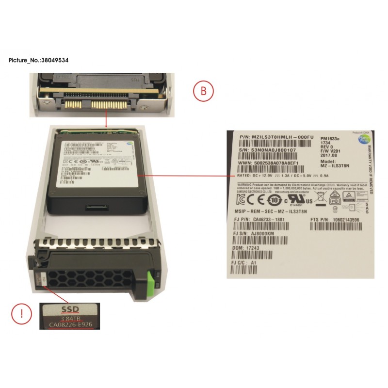 38049534 - DX S4 MLC SSD SAS 2.5' 3.84TB 12G