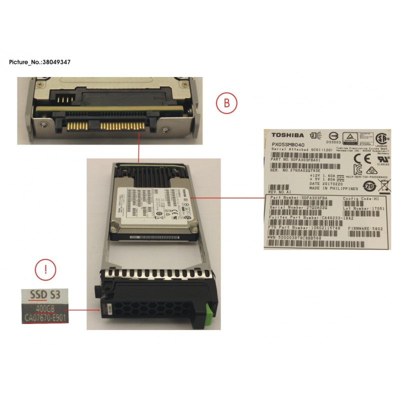 38049347 - DX S3 MLC SSD 2.5' 400GB SAS3 X1