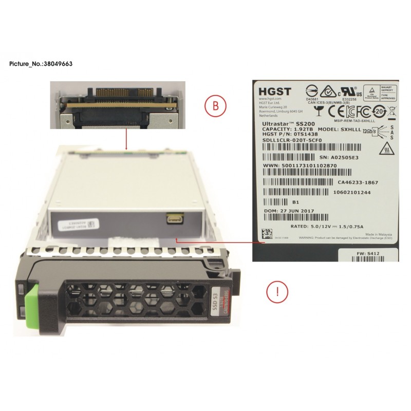 38049663 - DXS3 MLC SSD SAS 1.92TB 12G 2.5 X1