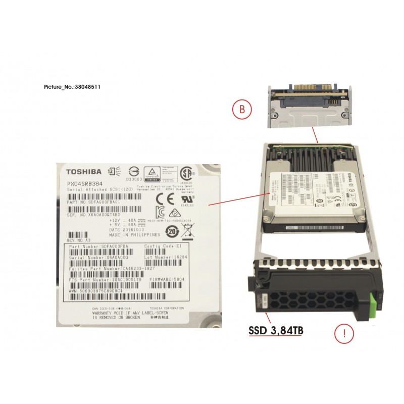 38048511 - DXS3 MLC SSD SAS 3.84TB 12G 2.5 X1