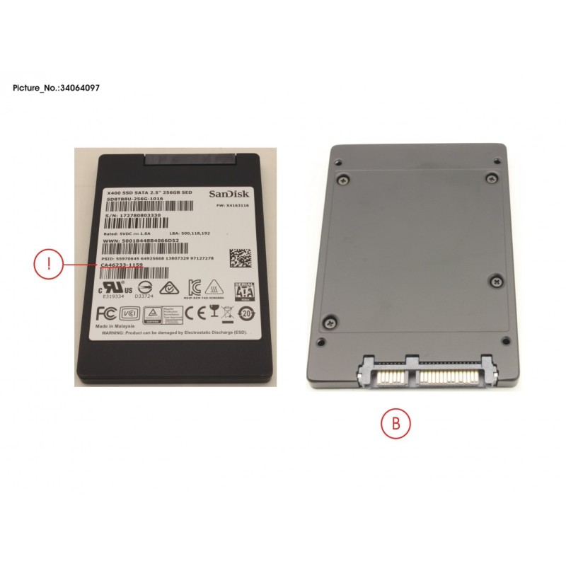 34064097 - SSD S3 256GB 2.5 SATA/NSO(FDE) (7MM)