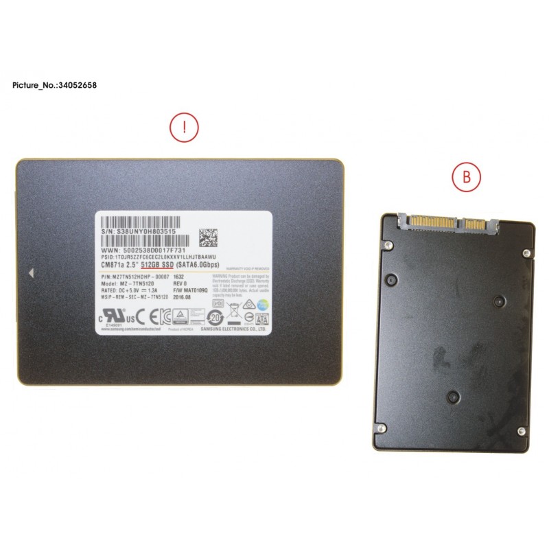 34052658 - SSD S3 512GB 2.5 SATA/UGS(FDE) (7MM)