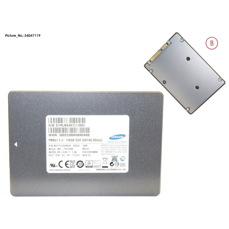 34047119 - SSD S3 128GB 2.5 SATA/UGS (7MM)