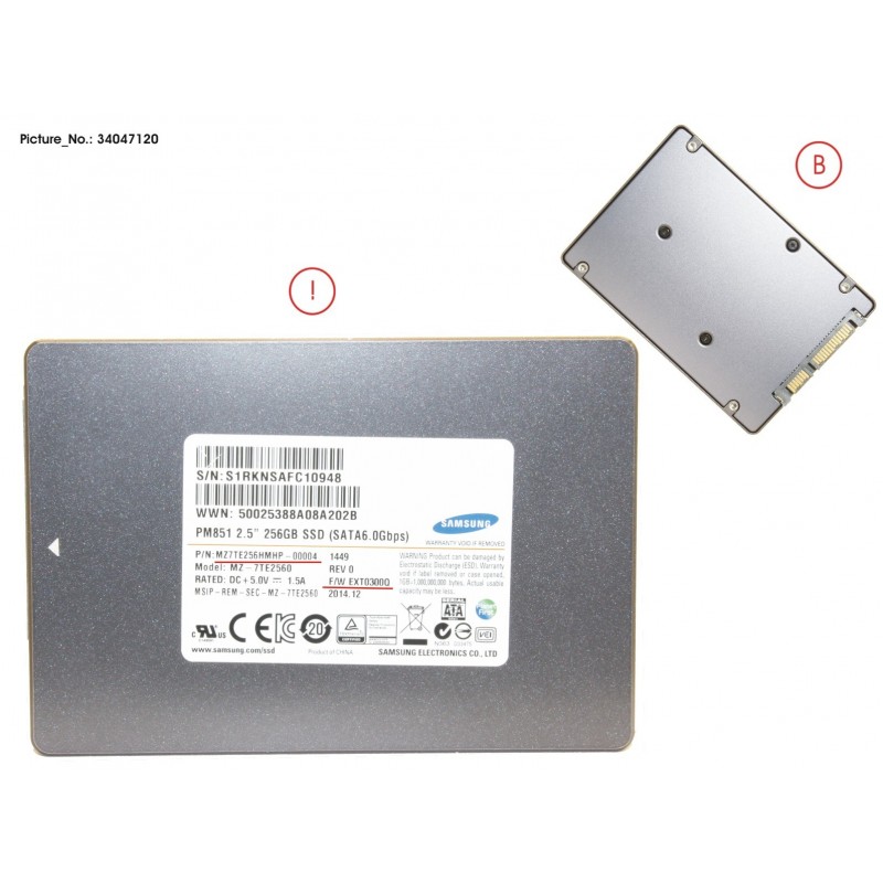34047120 - SSD S3 256GB 2.5 SATA/UGS (7MM)