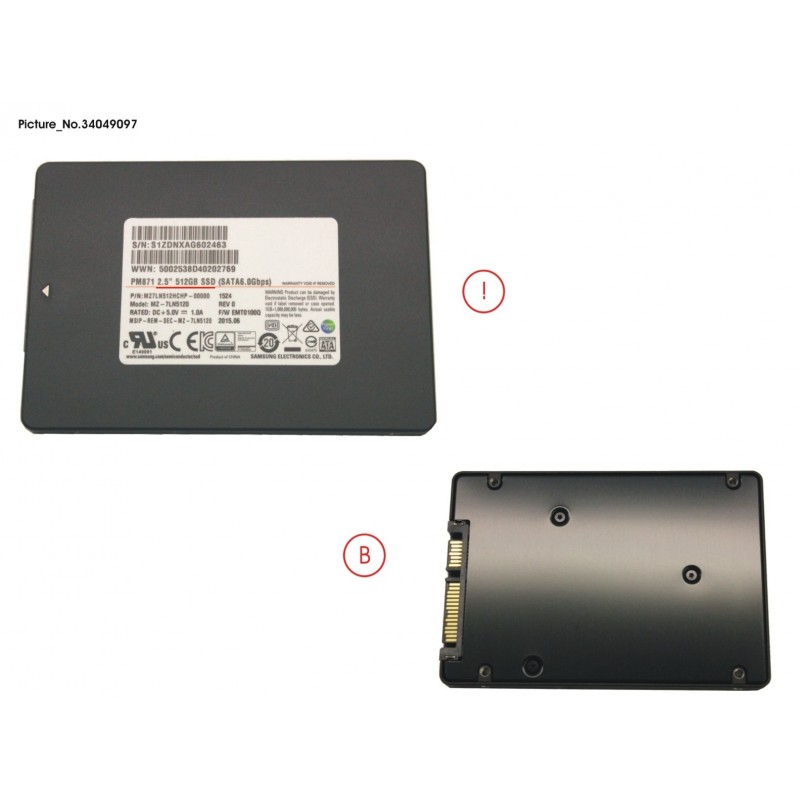 34049097 - SSD S3 512GB 2.5 SATA/UGS (7MM)