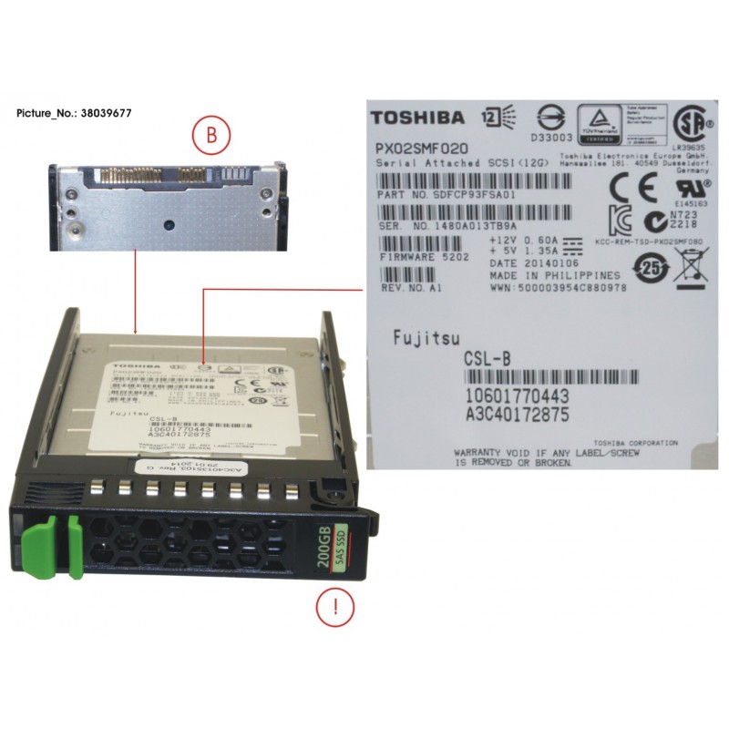 38039677 - SSD SAS 12G 200GB MAIN 2.5' H-P EP