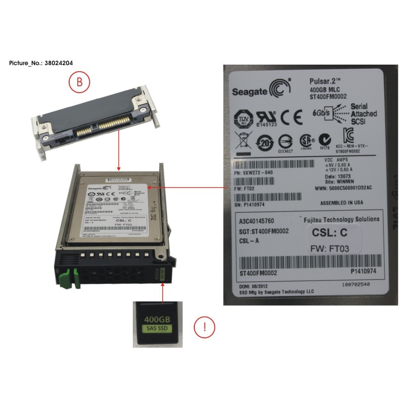 38024204 - SSD SAS 6G 400GB MLC HOT PL 2.5' EP PERF