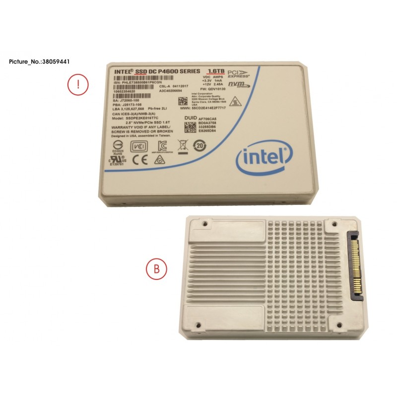 38059441 - SSD PCIE3 1.6TB MIXED-USE 2.5' N H-P EP