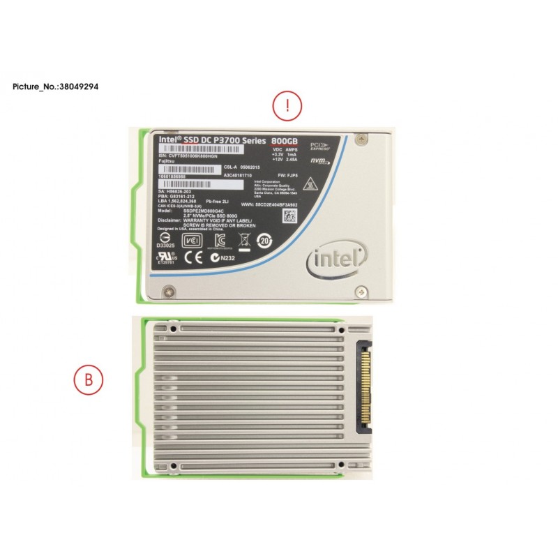 38049294 - SSD PCIE3 800GB MAIN 2.5' N H-P EP