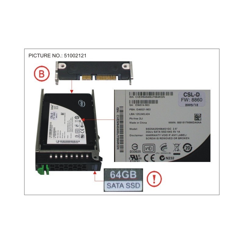 38010658 - SSD SATA 3G 64GB SLC HOT PLUG 2.5' EP