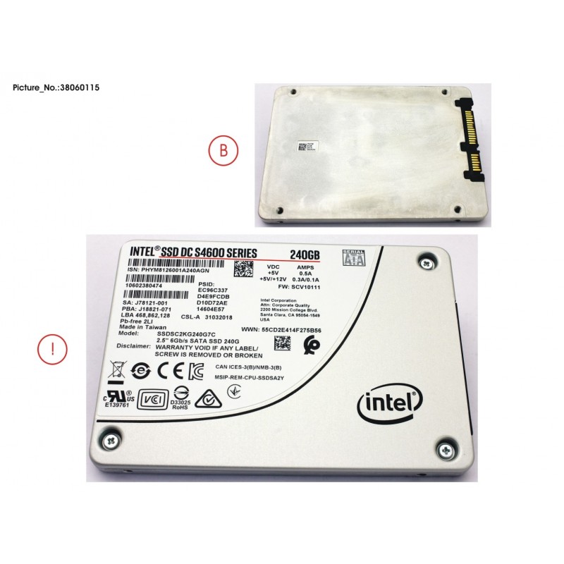 38060115 - SSD SATA6G 240GB MIX-USE 2.5' N HP S4600