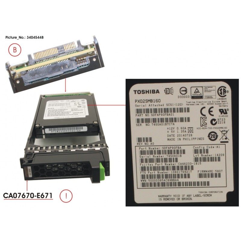 34045448 - DX 200F S3 MLC SSD  2.5"  1.6TB X1