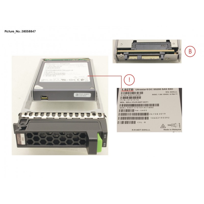 38058847 - JX40 S2 MLC SSD 1.92TB 1DWPD SPARE