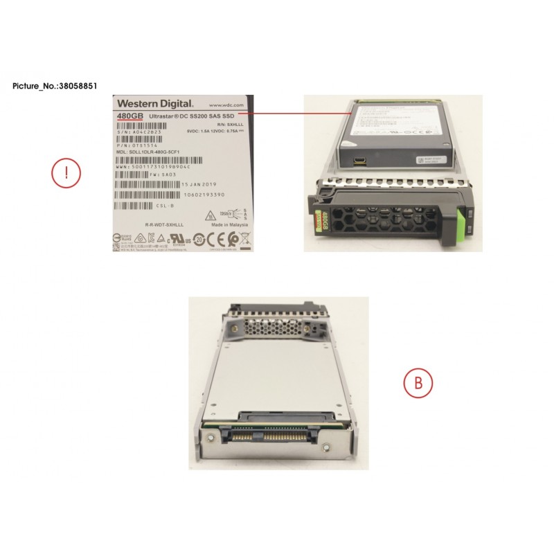 38058851 - JX40 S2 MLC SSD 480GB 1DWPD SPARE