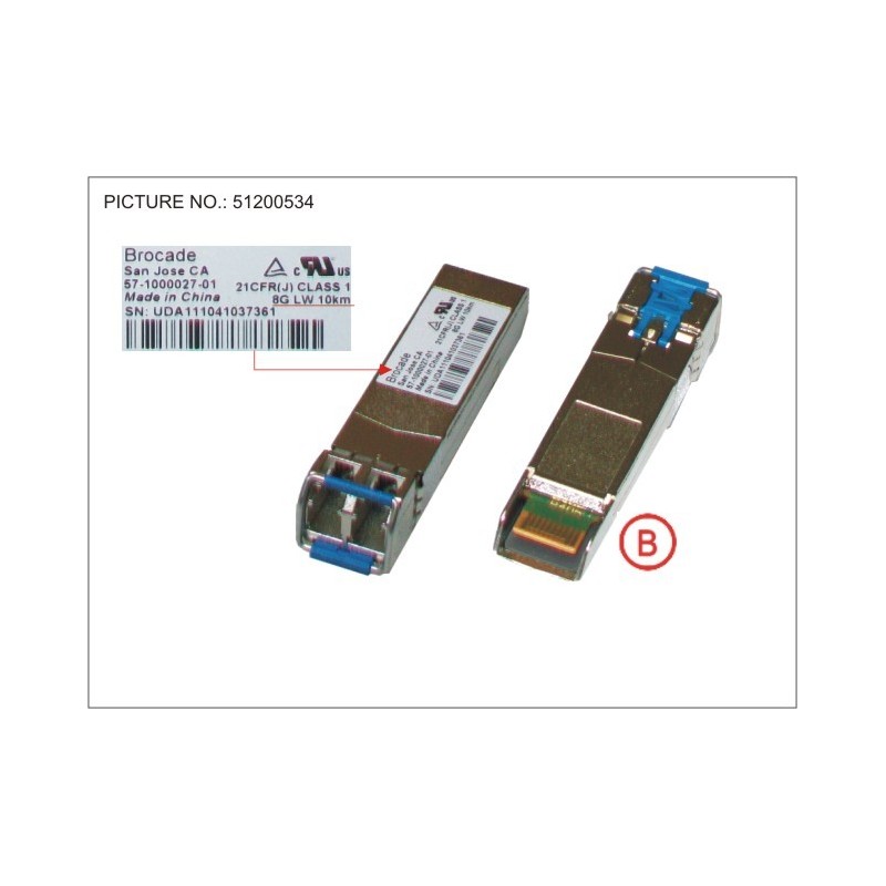 34035632 - BRCD BRANDED LWL SFP, 8GBPS -  10KM, R6