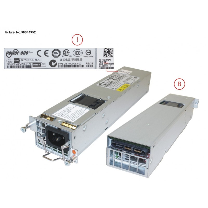 38044952 - 500W AC POWER SUPPLY WITH INTAKE AIRFLOW