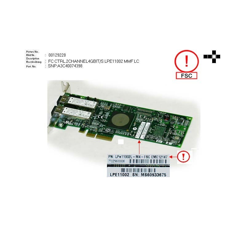 88040027 - FC CTRL.2CHANNEL 4GBIT/S LPE11002 MMF LC