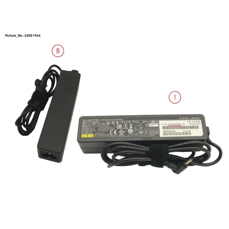 34051964 - AC-ADAPTER 19V 65W (3PIN, STICK TYPE)