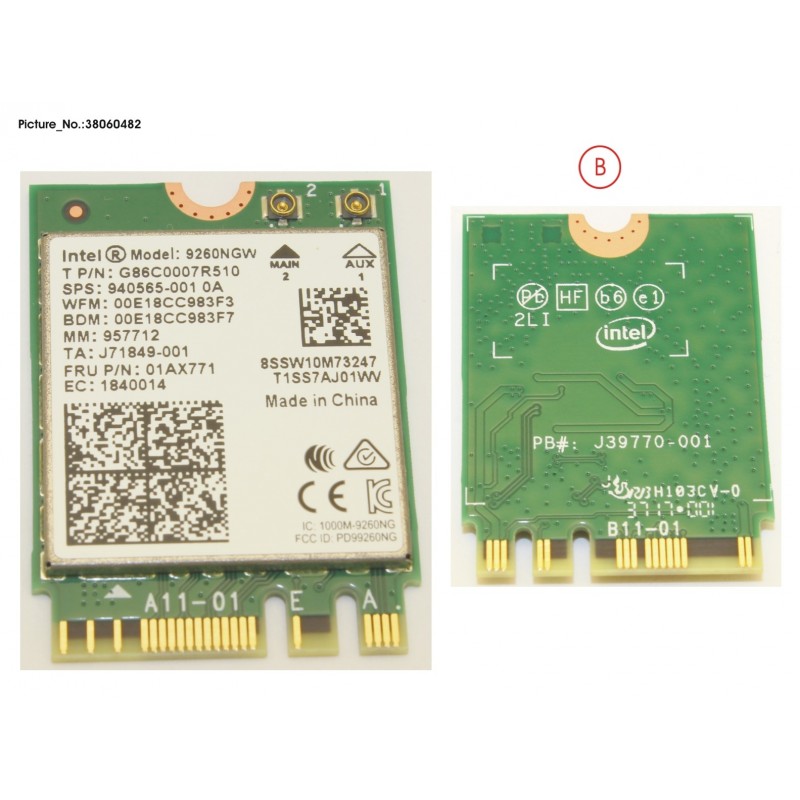 38060482 - INTEL DUAL BAND WIRELESS-AC 9260 2230