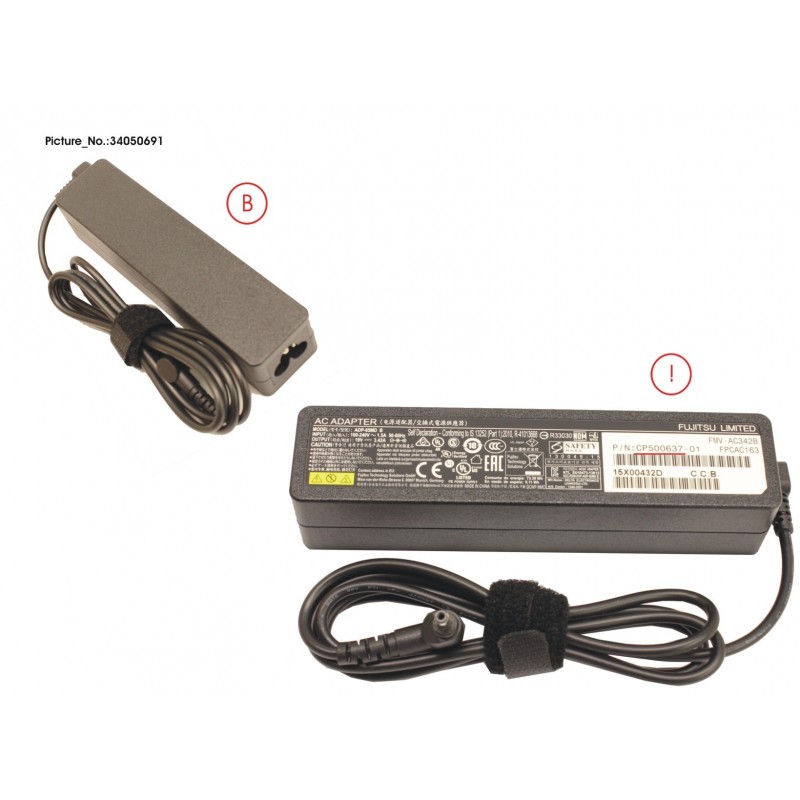 34050691 - AC-ADAPTER 19V 65W (3PIN, STICK TYPE)