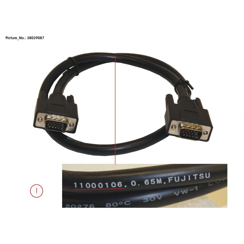 38039087 - D22,25,72&75 VGA CABLE 0.65M BLACK