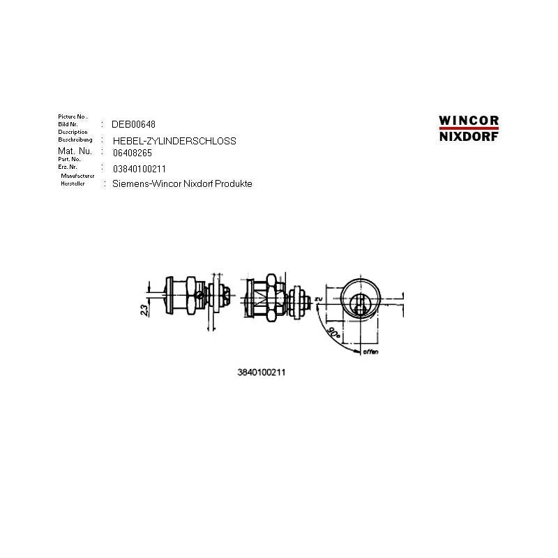 06408265 - LEVER CYLINDER LOCK:33 5 M 19X1 15 9