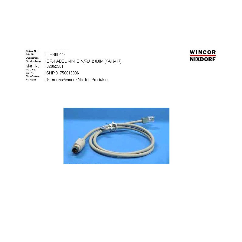 02052961 - CONNECTING CABLE MINI DIN RJ12 0 8M BEIG