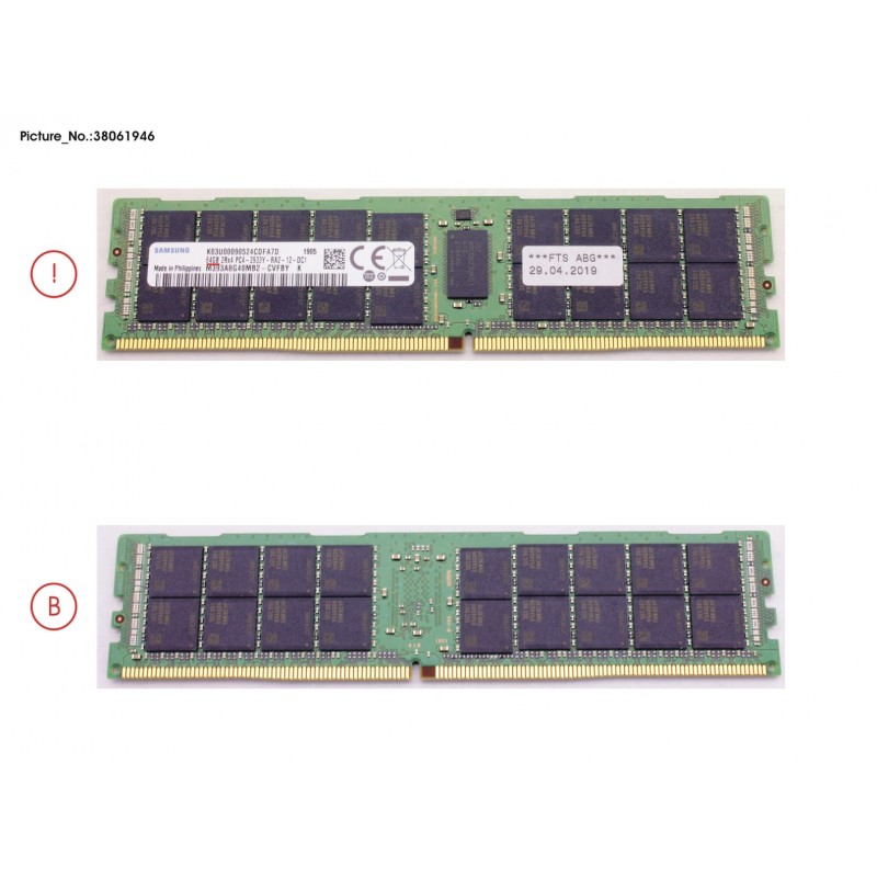 38061946 - 64GB (1X64GB) 2RX4 DDR4-2933 R ECC