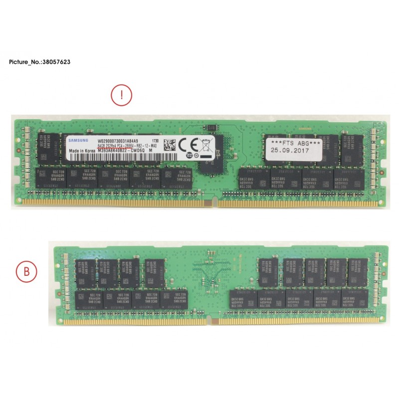 38057623 - 64GB (1X64GB) 4RX4 DDR4-2666 3DS ECC