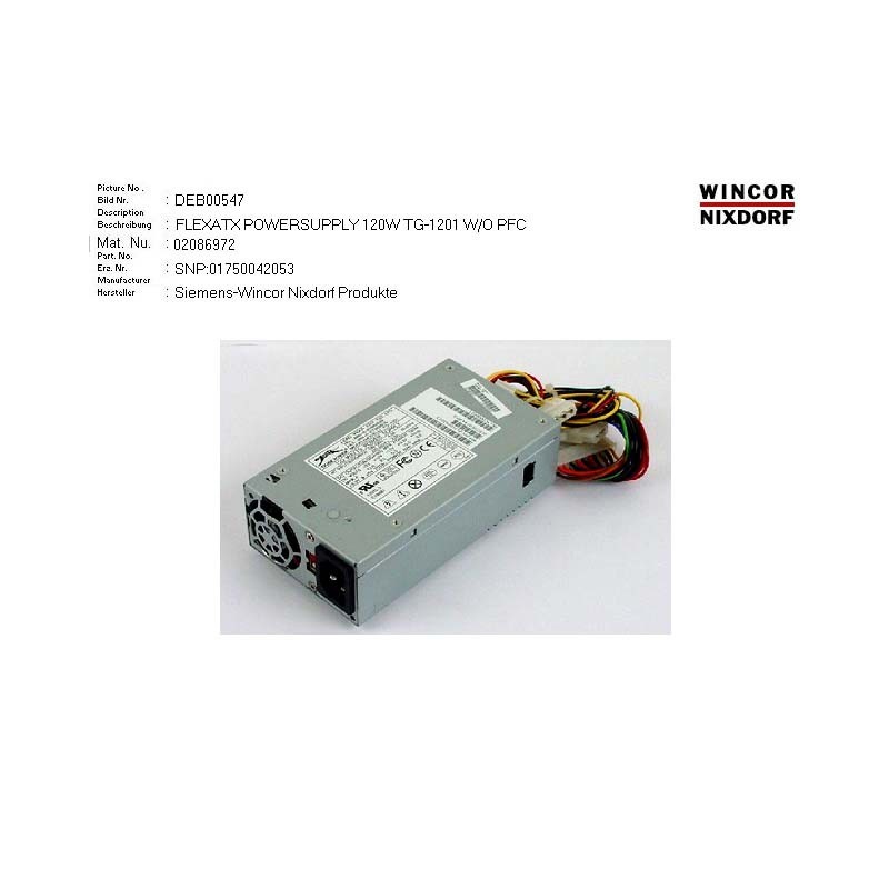 02086972 - FLEXATX POWERSUPPLY 120W TG-1201 W O PFC