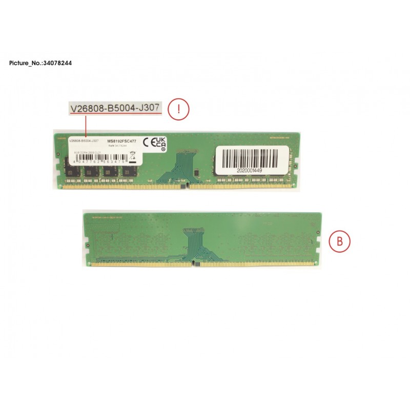 34078244 - MEMORY 8GB DDR4-2933 UNB