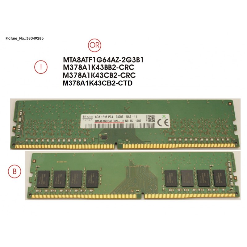 38049285 - MEMORY 8GB DDR4-2400 UD