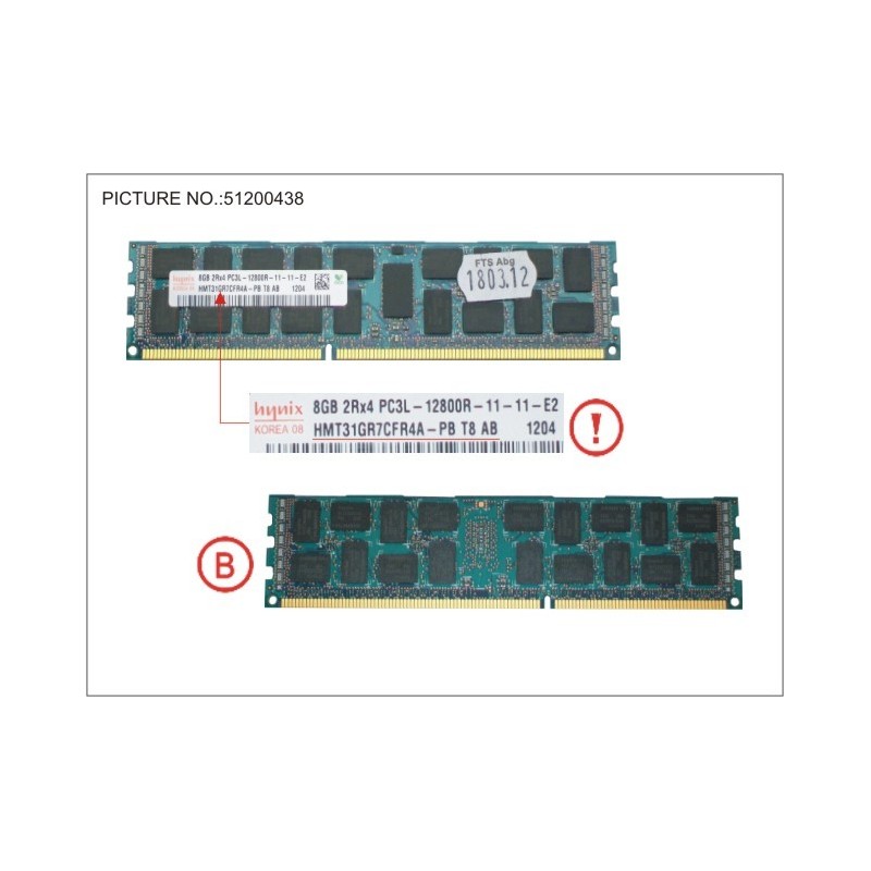 38019750 - 8GB (1X8GB) 2RX4 L DDR3-1600 R ECC