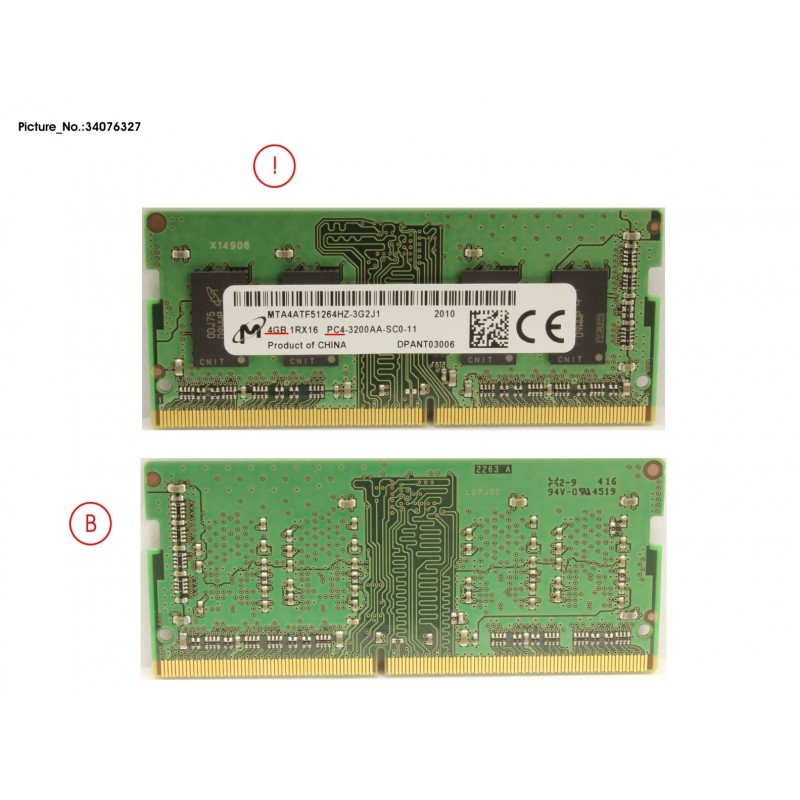 34076327 - MEMORY 4GB DDR4-2666MHZ