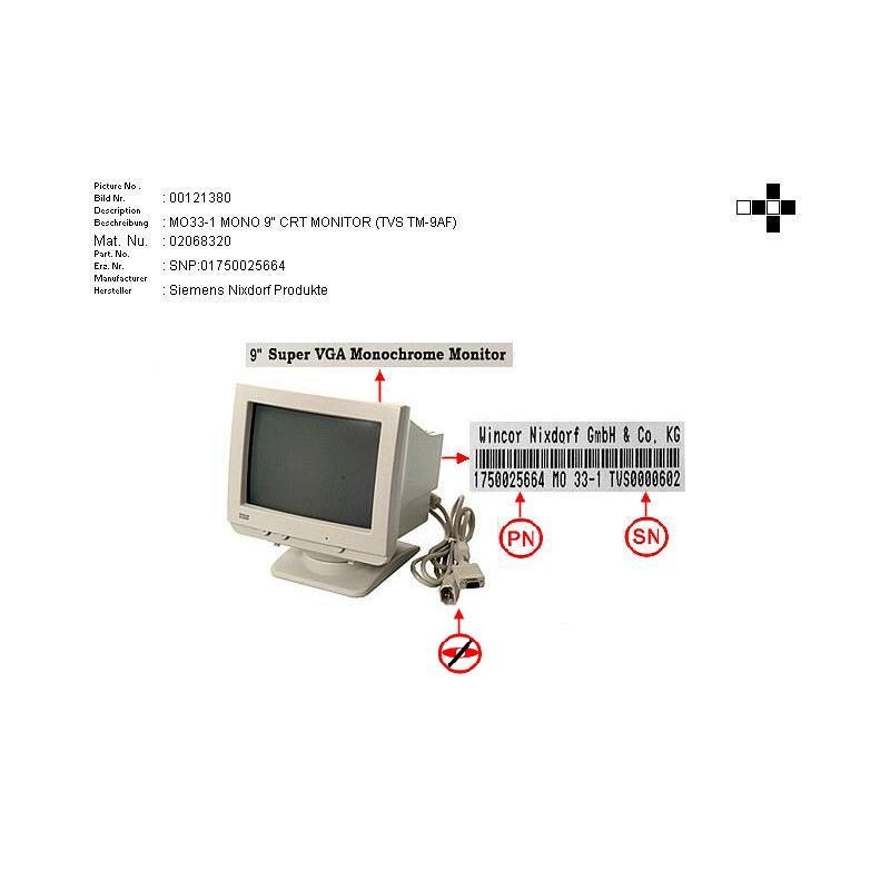 02068320 - MO33-1 MONO 9  CRT MONITOR (TVS TM-9AF)