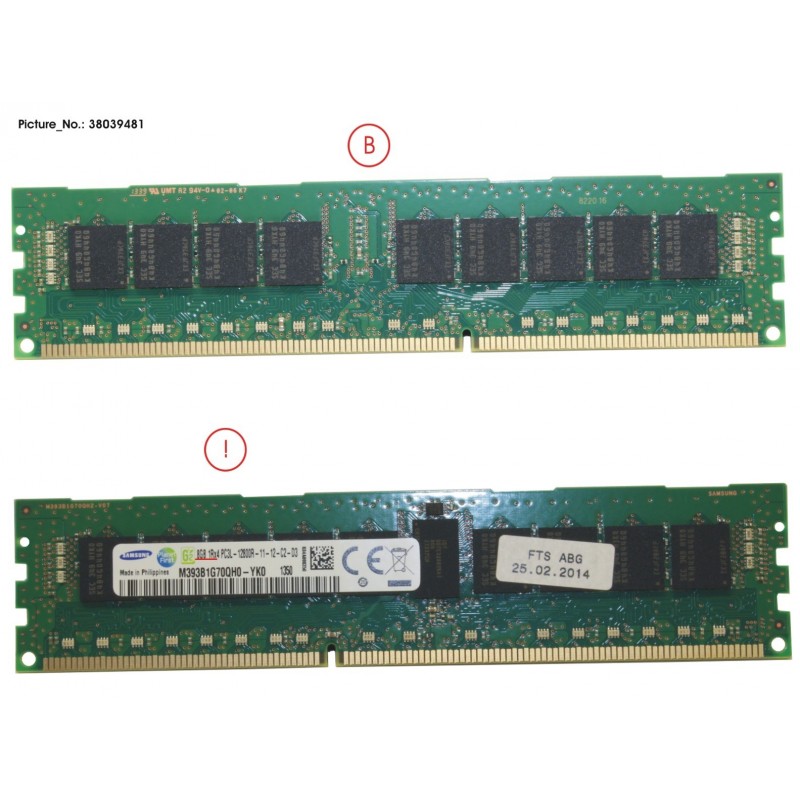 38039481 - 8GB (1X8GB) 1RX4 L DDR3-1600 R ECC