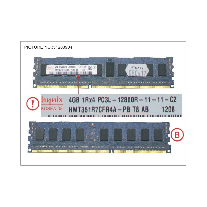 38019745 - 4GB (1X4GB) 1RX4 L DDR3-1600 R ECC