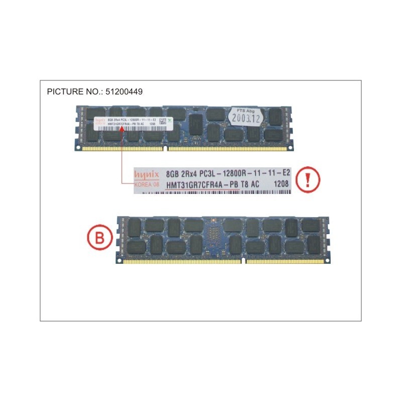 38019817 - 8GB (1X8GB) 2RX4 L DDR3-1600 R ECC