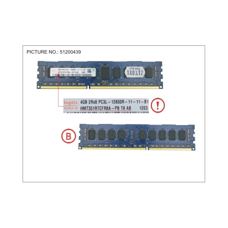 38019751 - 4GB (1X4GB) 2RX8 L DDR3-1600 R ECC