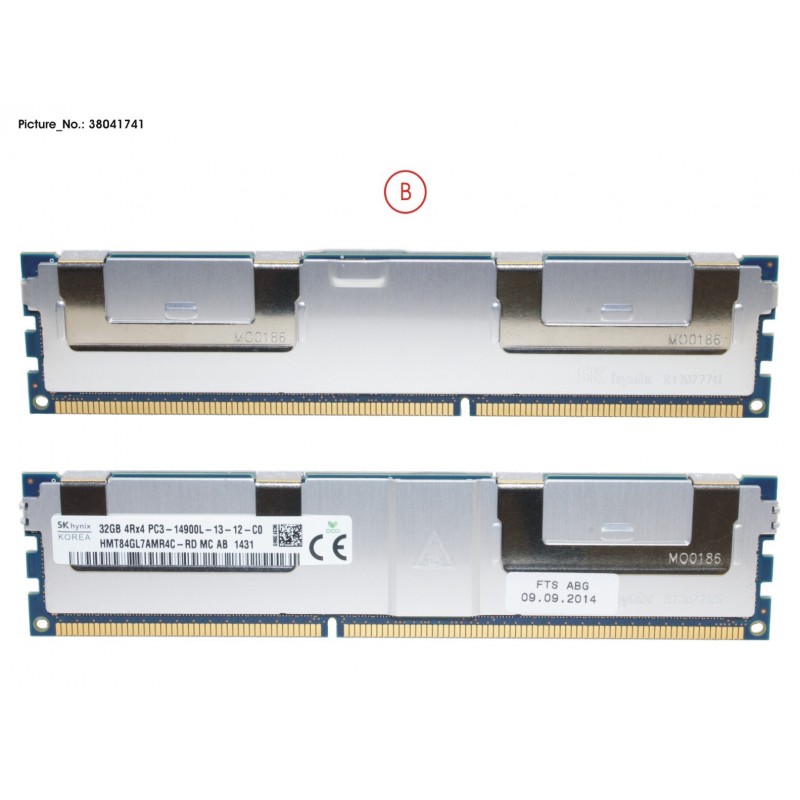 38041741 - 32GB (1X32GB) 4RX4 DDR3-1866 LR ECC