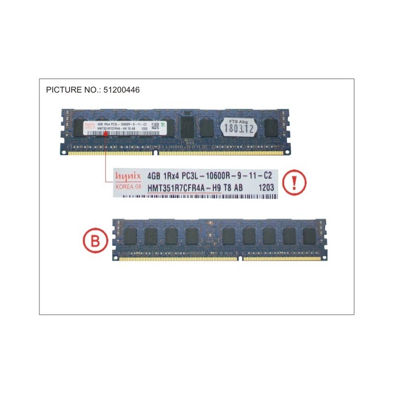 38019764 - 4GB (1X4GB) 1RX4 L DDR3-1333 R ECC