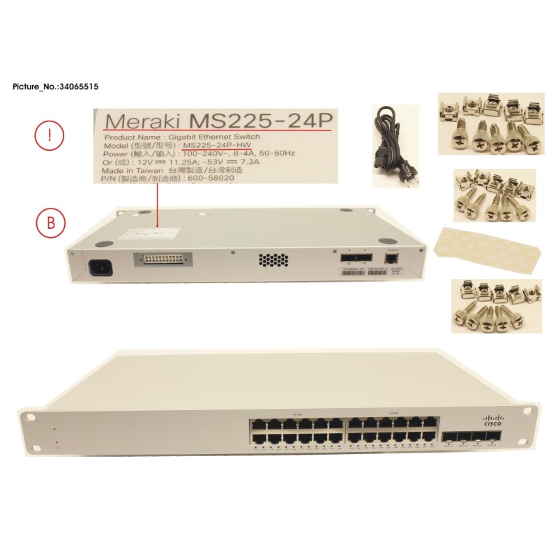 34065515 - CISCO MERAKI MS225-24P L2 STCK