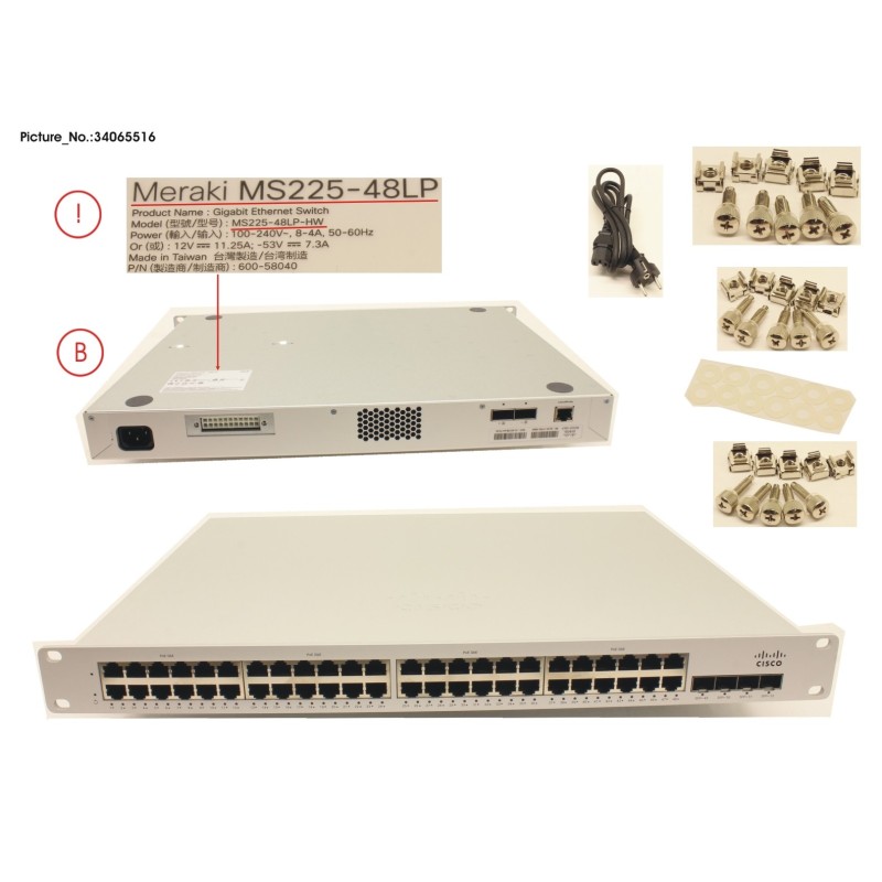 34065516 - CISCO MERAKI MS225-48LP L2 STCK