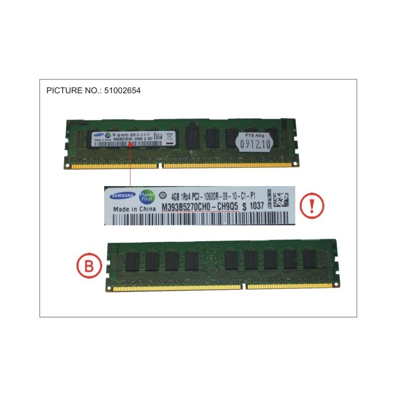 38017644 - 4 GB DDR3 1333 MHZ PC3-10600 RG S ECC