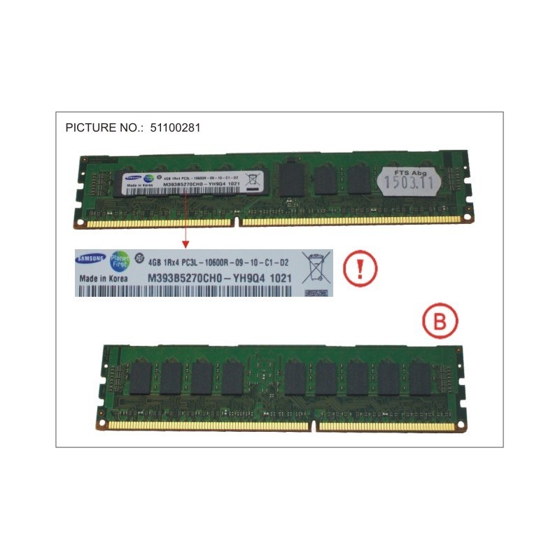 38017645 - 4 GB DDR3 LV 1333 MHZ PC3-10600 RG S ECC