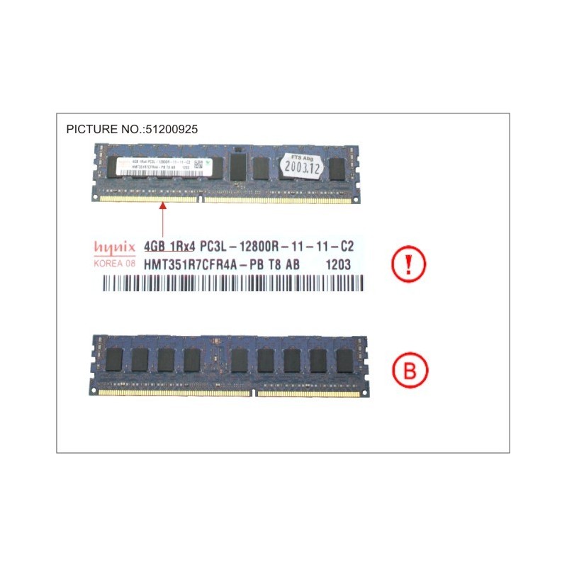 38019898 - 4GB (1X4GB) 1RX4 L DDR3-1600 R ECC