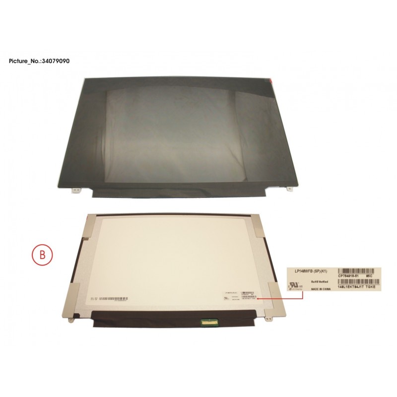 34079090 - LCD ASSY 14" FHD W/ TOUCH, PLATE