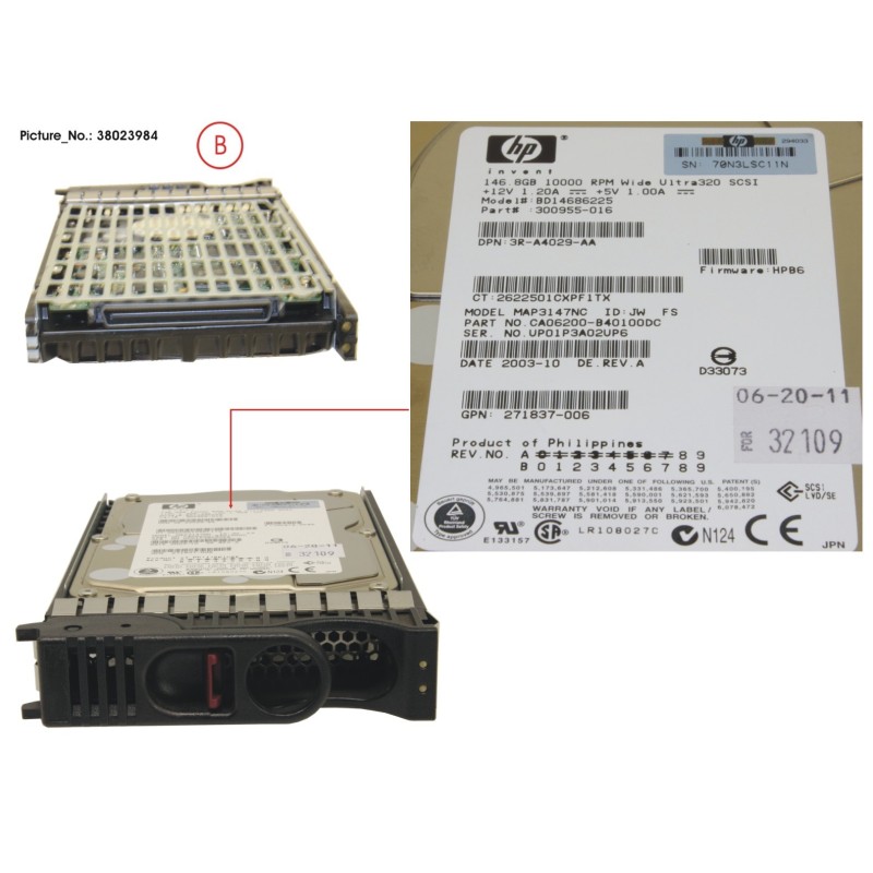 38023984 - 146GB SCSI ULTRA 320 HOT PLUG DRI